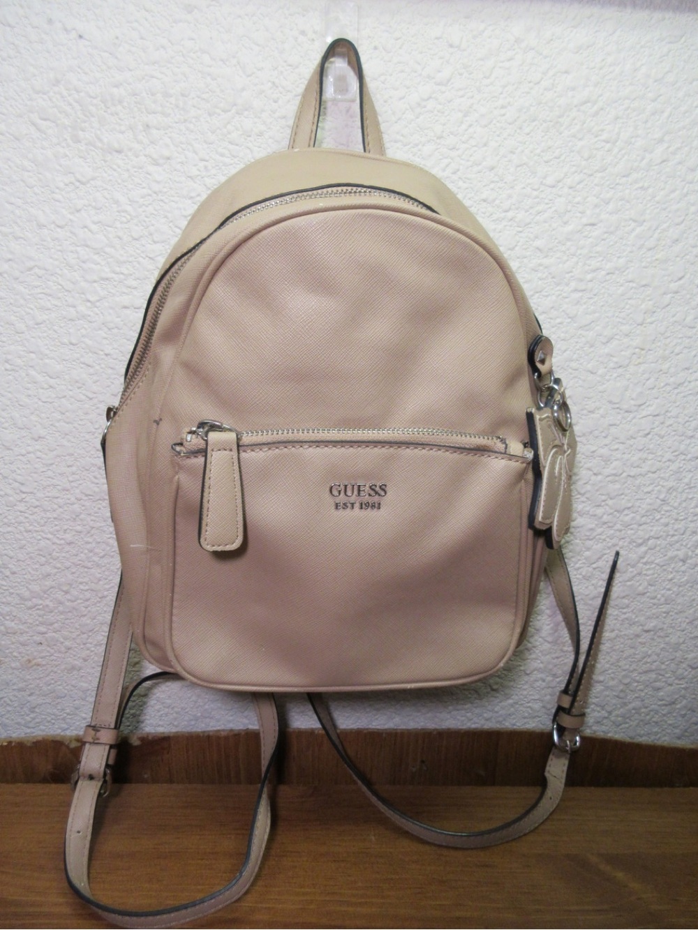 GUESS Beige/Cream Mini Backpack with Front Zip Pocket - Picture 5 of 12